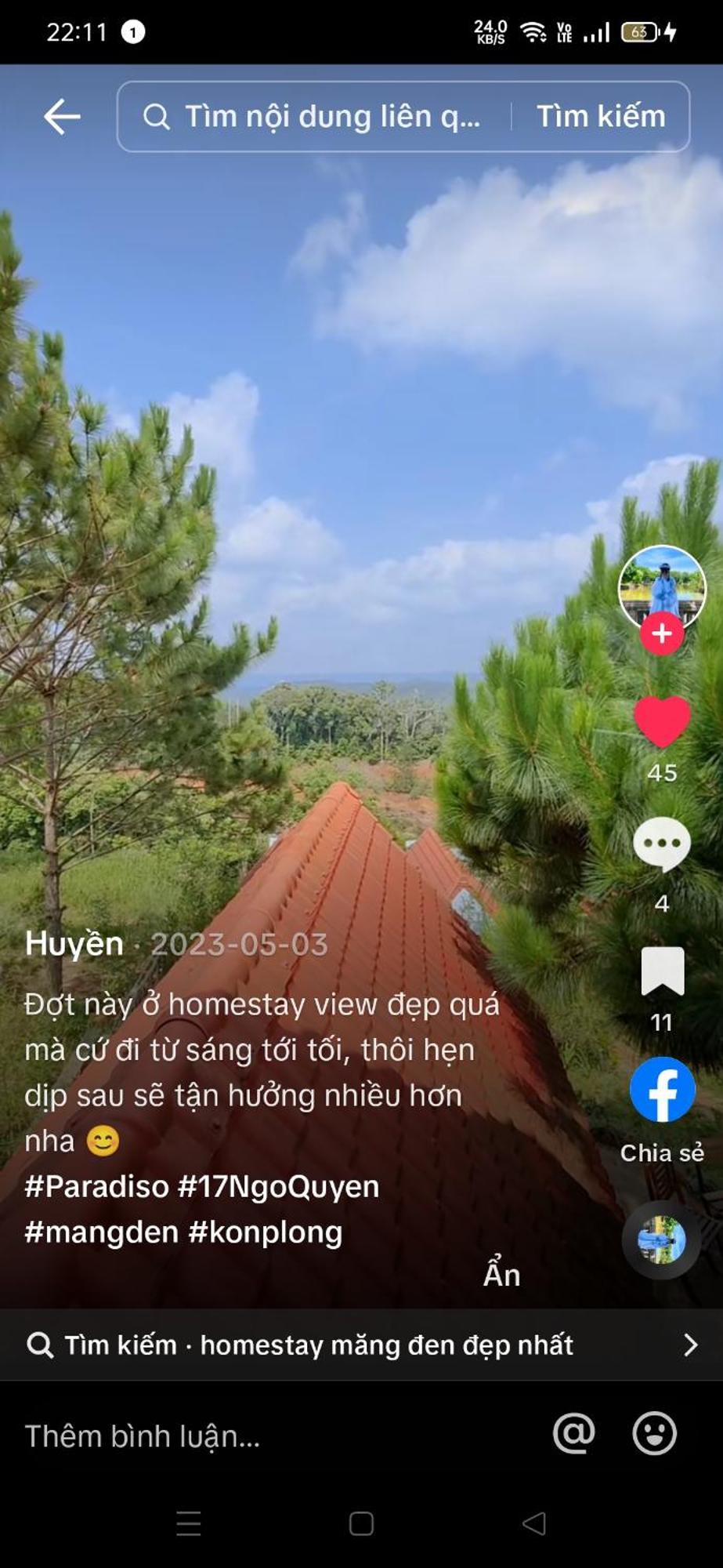 Paradiso Măng đen Ở trọ Kon Von Kla